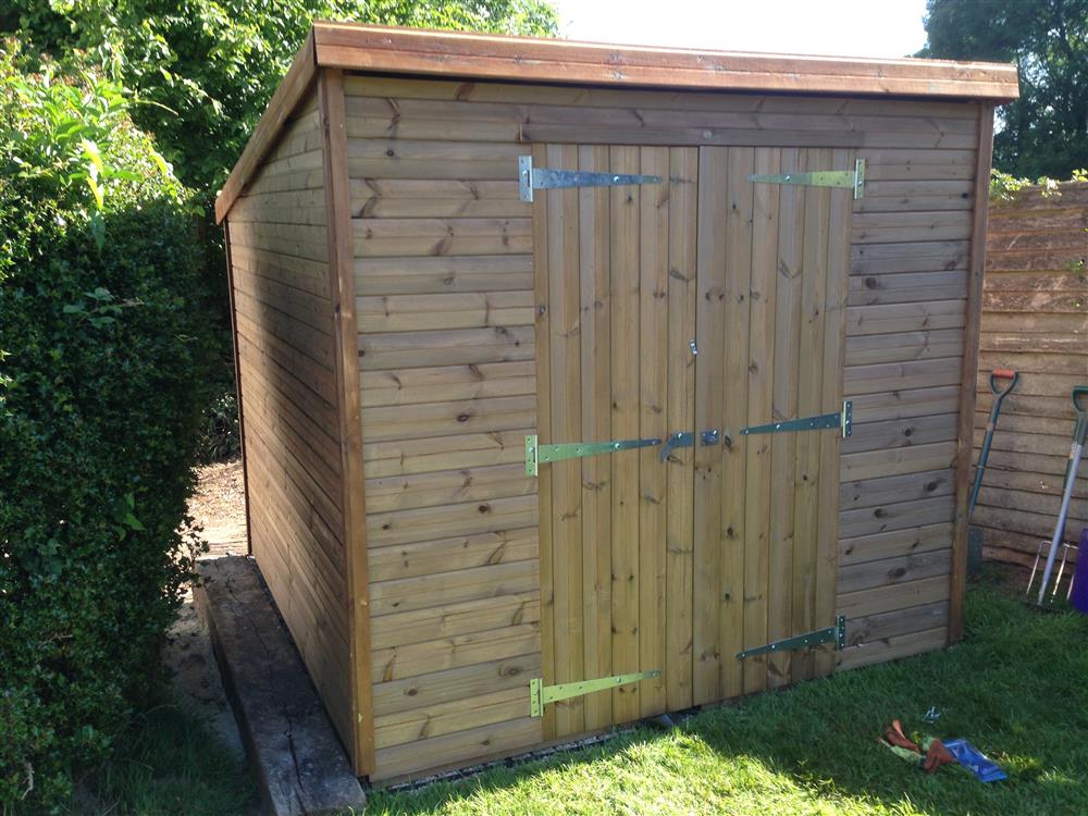 7x6 Pent-C Tanalised wood Security shed. Double doors