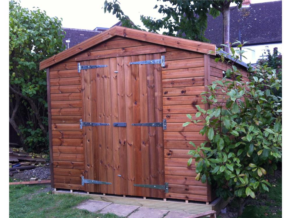 8x8 Apex Tanalised wood Security shed.