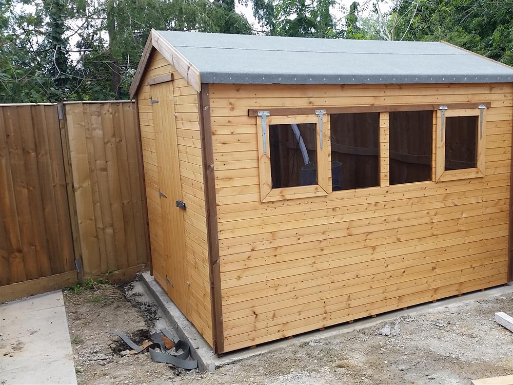 9x7 Apex Standard wood Garden shed. 2 Opening Windows