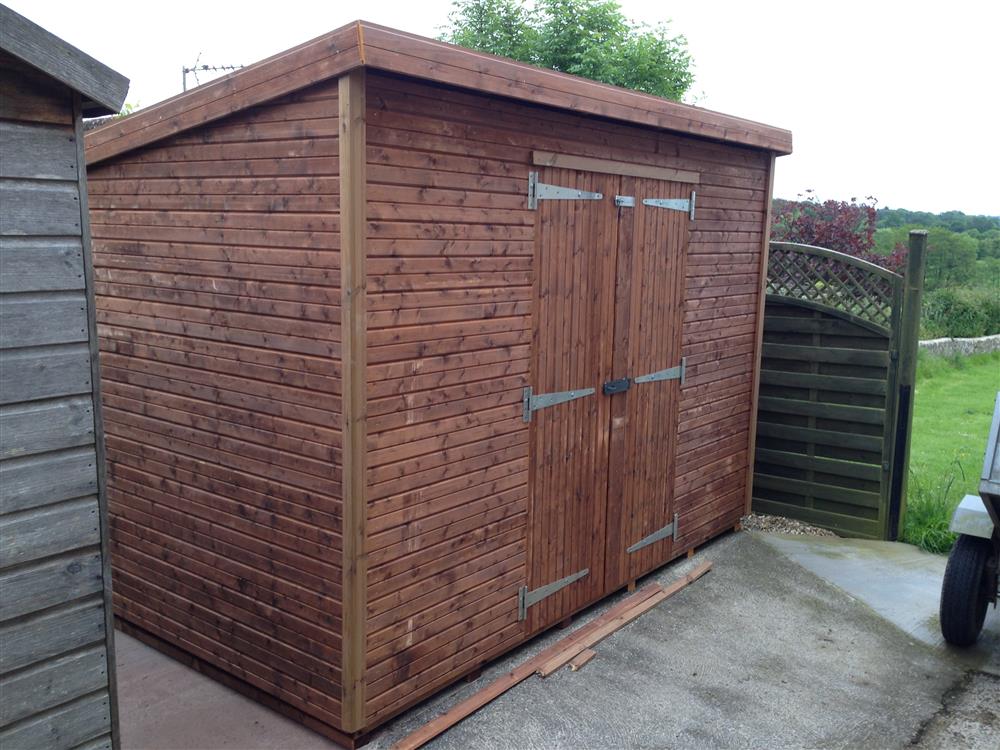 8x6 Pent-C Tanalised wood Garden shed. With double doors and no 